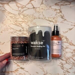 Wakse Reusable Melting Pot, Rose Gold Wax Beans, Rose Quartz Spray BUNDLE SET